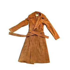 100% leather brown suede Michael Kors trench coat